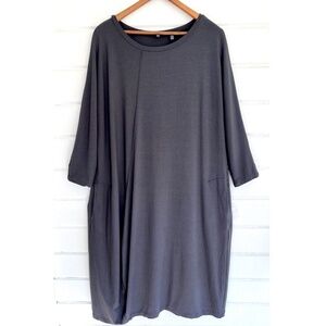 OSKA Viscose Jersey Long Sleeved Bubble Dress in Dark Gray - 4/L